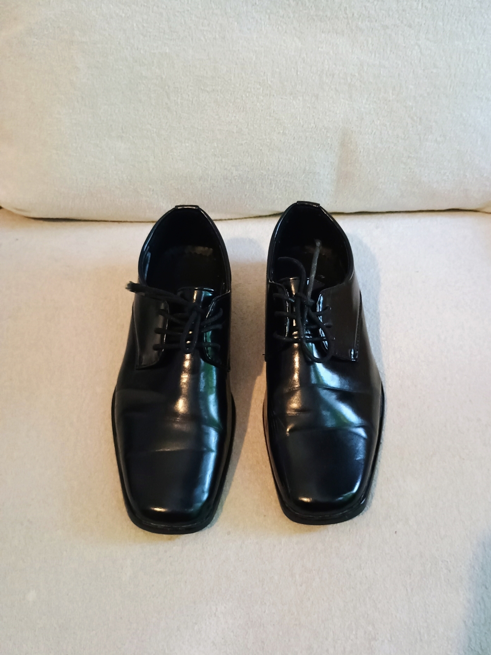 Royal Shoes Men's Black Leather Lace-Up Derby Dress Shoes Square Toe Size 7 A384